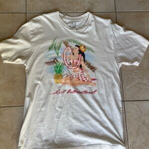 Lost Cream Tee with Tropical Graphic